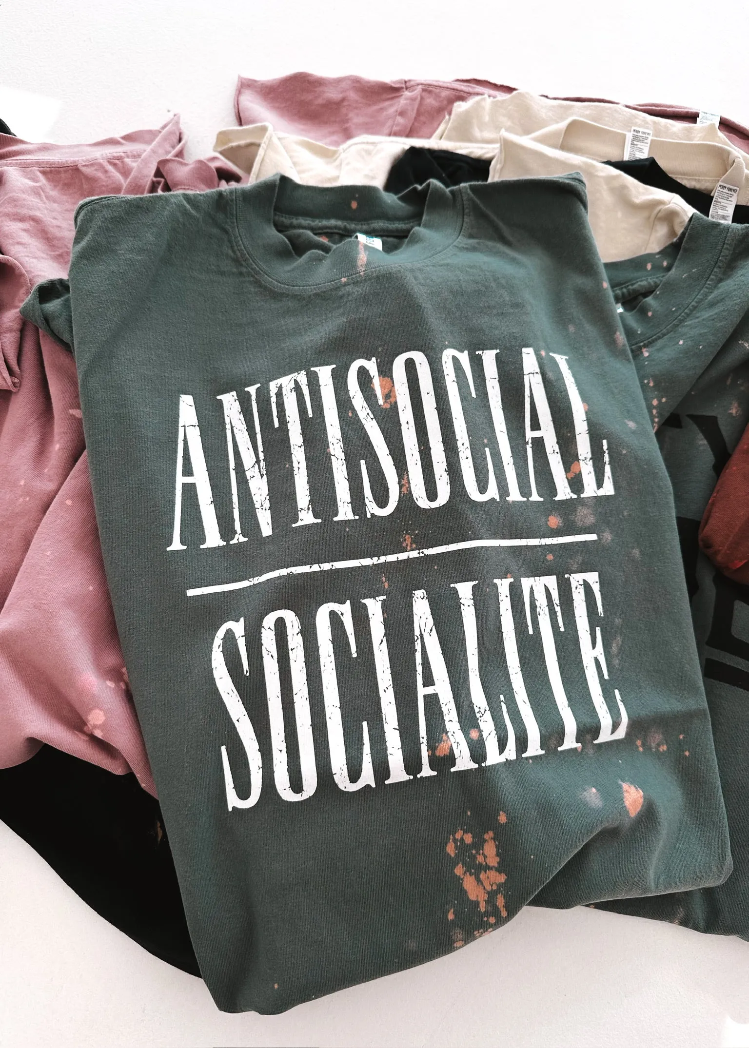 ANTISOCIAL SOCIALITE BLEACHED OUT SIDE SLIT TEE