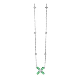 Arch Florale MM Necklace, 18k White Gold with DAVIDOR Arch Cut Green Tourmalines and Brilliant Diamonds