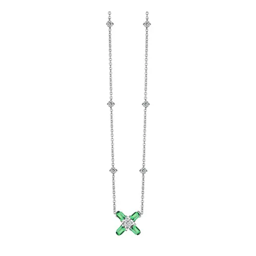 Arch Florale MM Necklace, 18k White Gold with DAVIDOR Arch Cut Green Tourmalines and Brilliant Diamonds