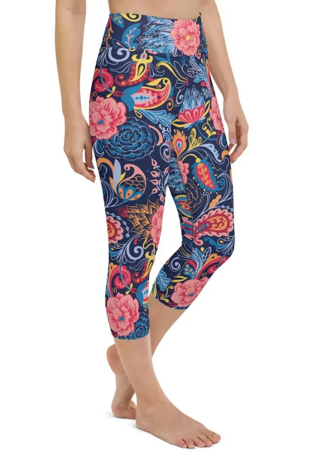 Art Deco Floral Yoga Capris