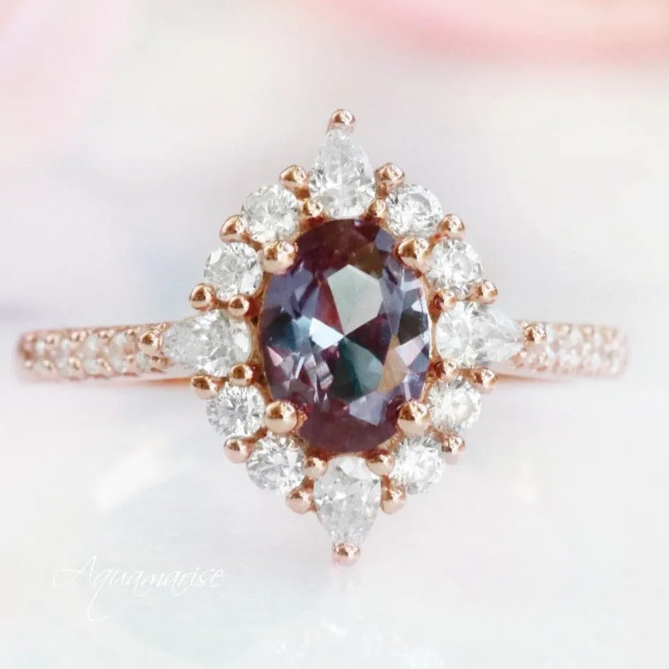 Astra Alexandrite Ring- 14K Rose Gold Vermeil