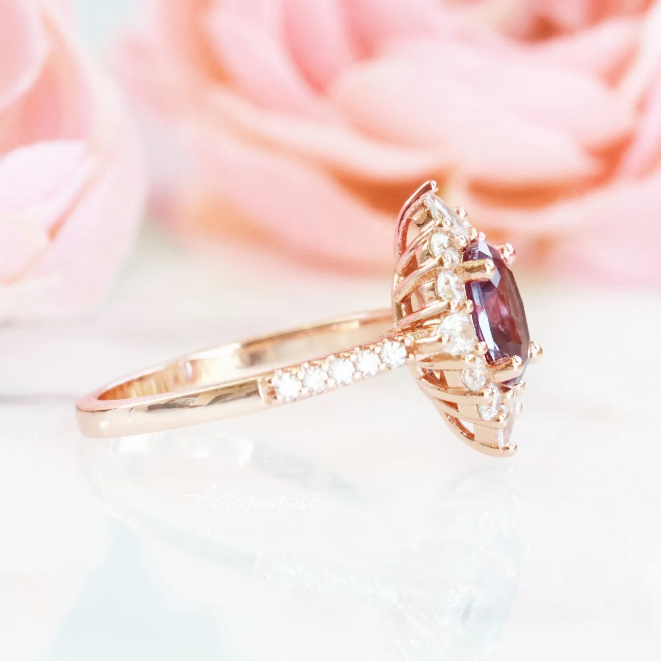 Astra Alexandrite Ring- 14K Rose Gold Vermeil