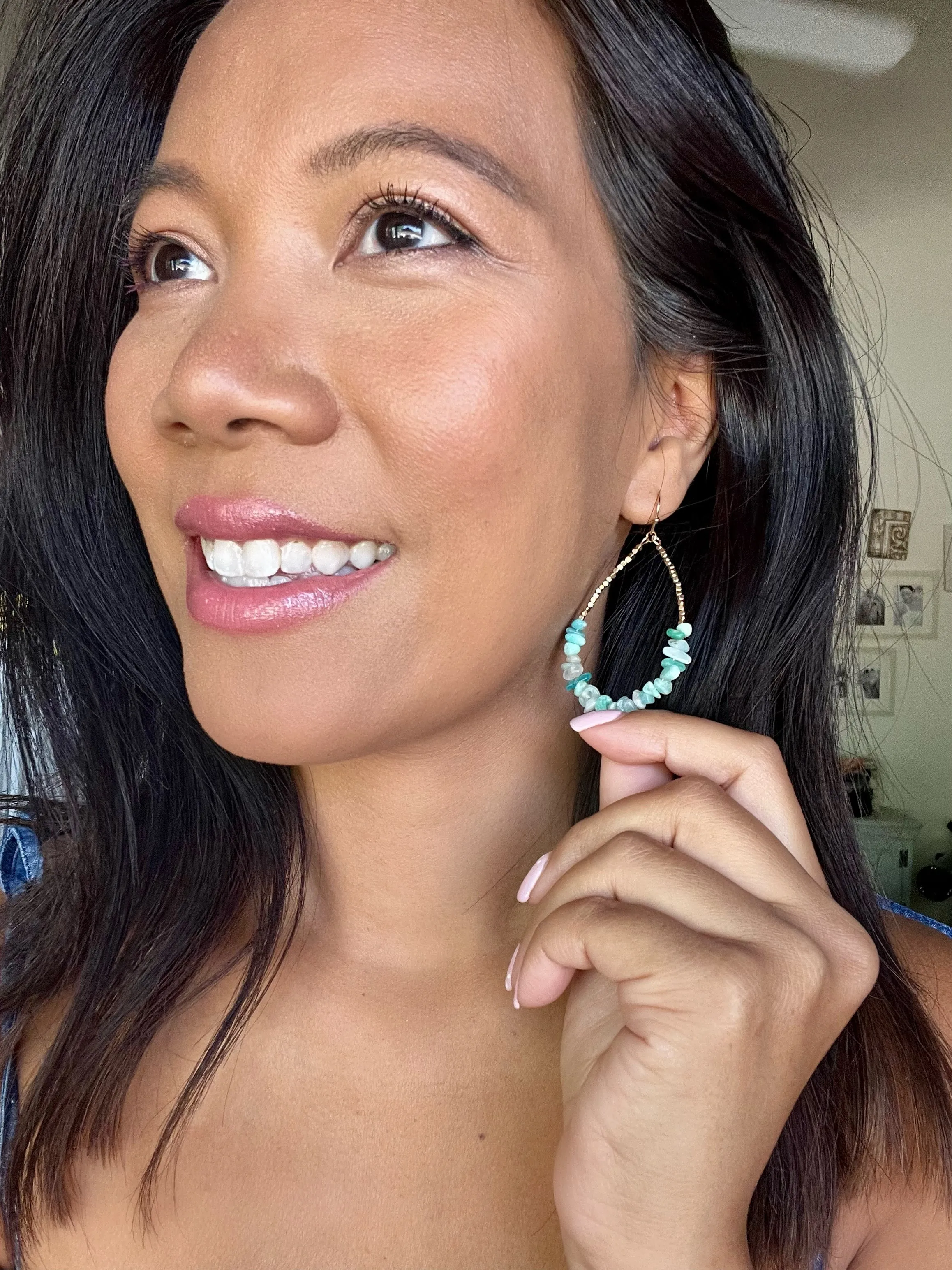 Austin Natural Stone Teardrop Statement Earrings - 3 colors