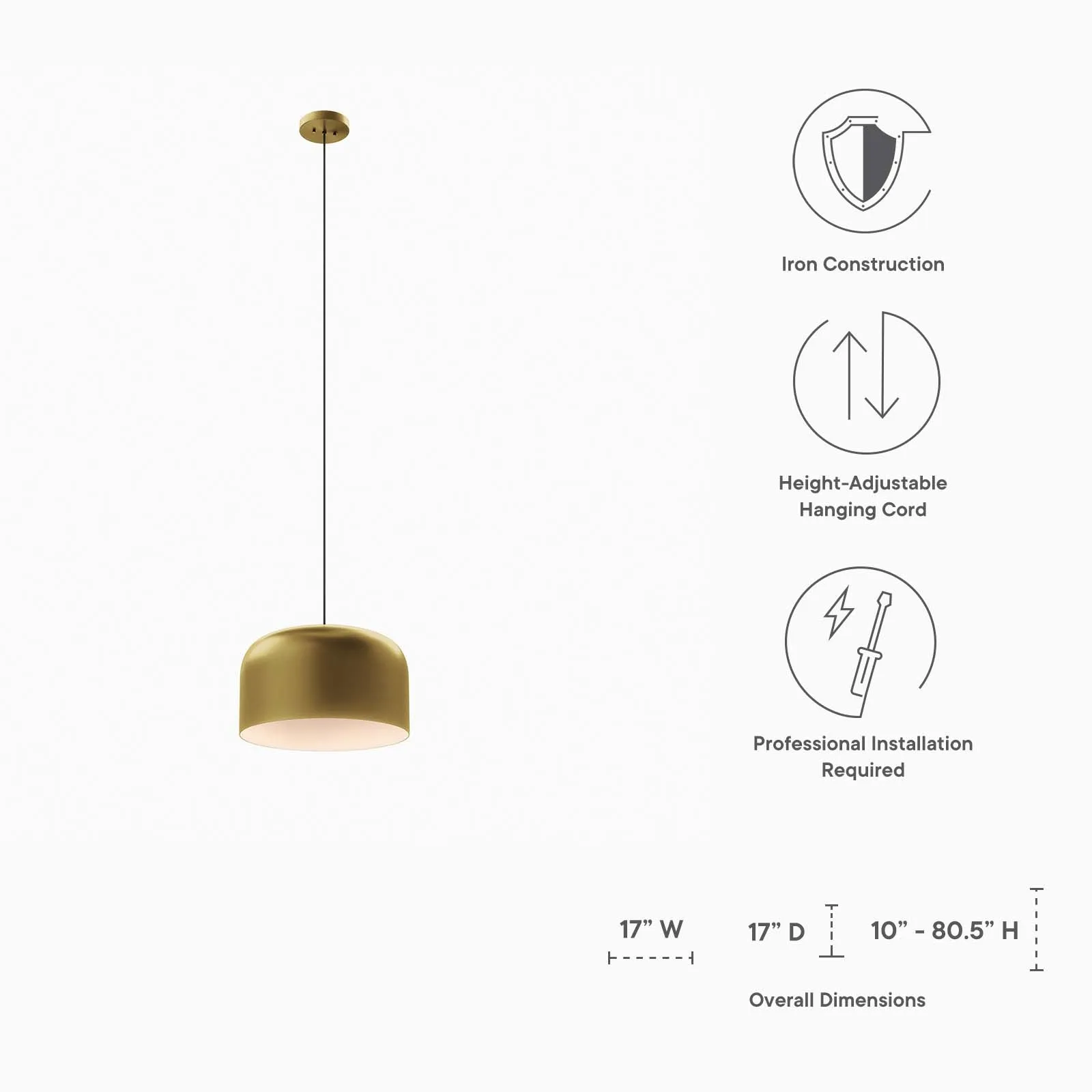 Avenue 1-Light Pendant Light by Modway