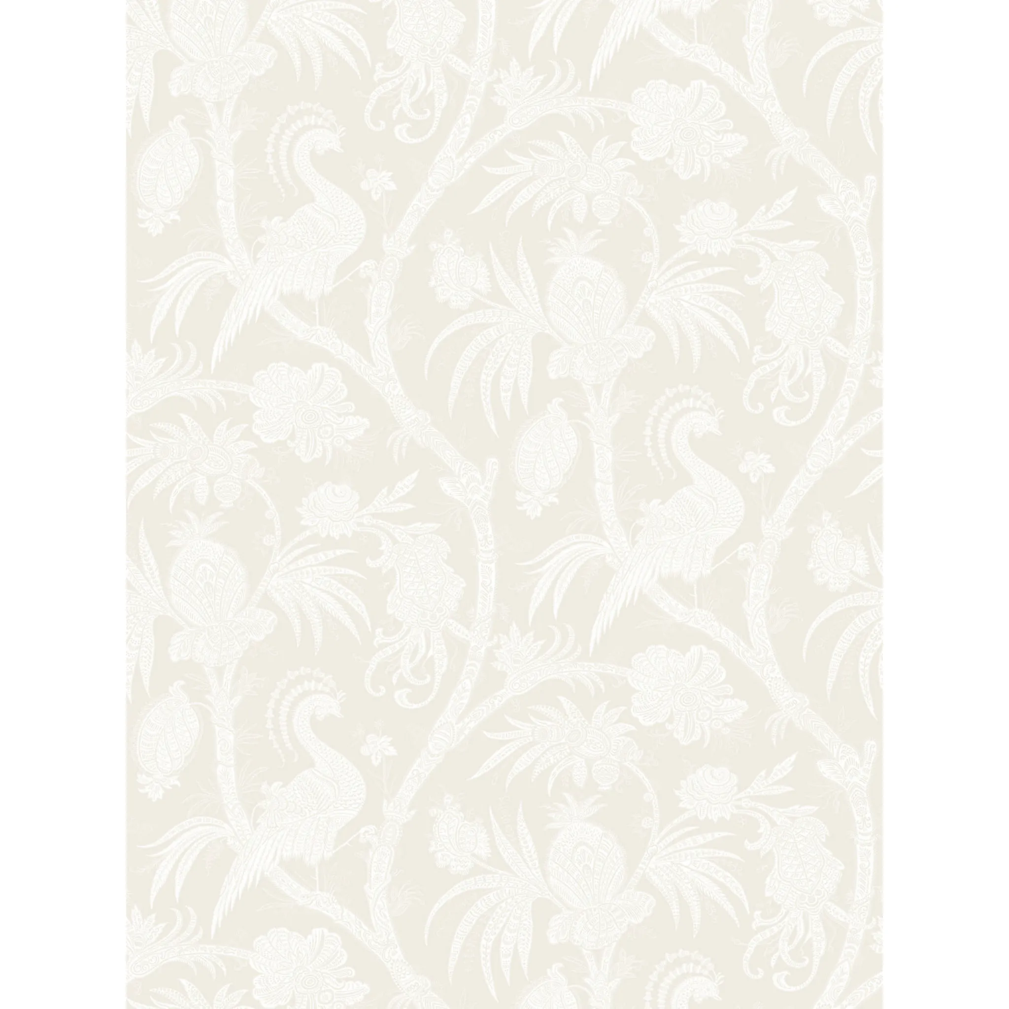 Balinese Peacock Wallcovering in Alabaster