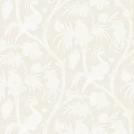 Balinese Peacock Wallcovering in Alabaster