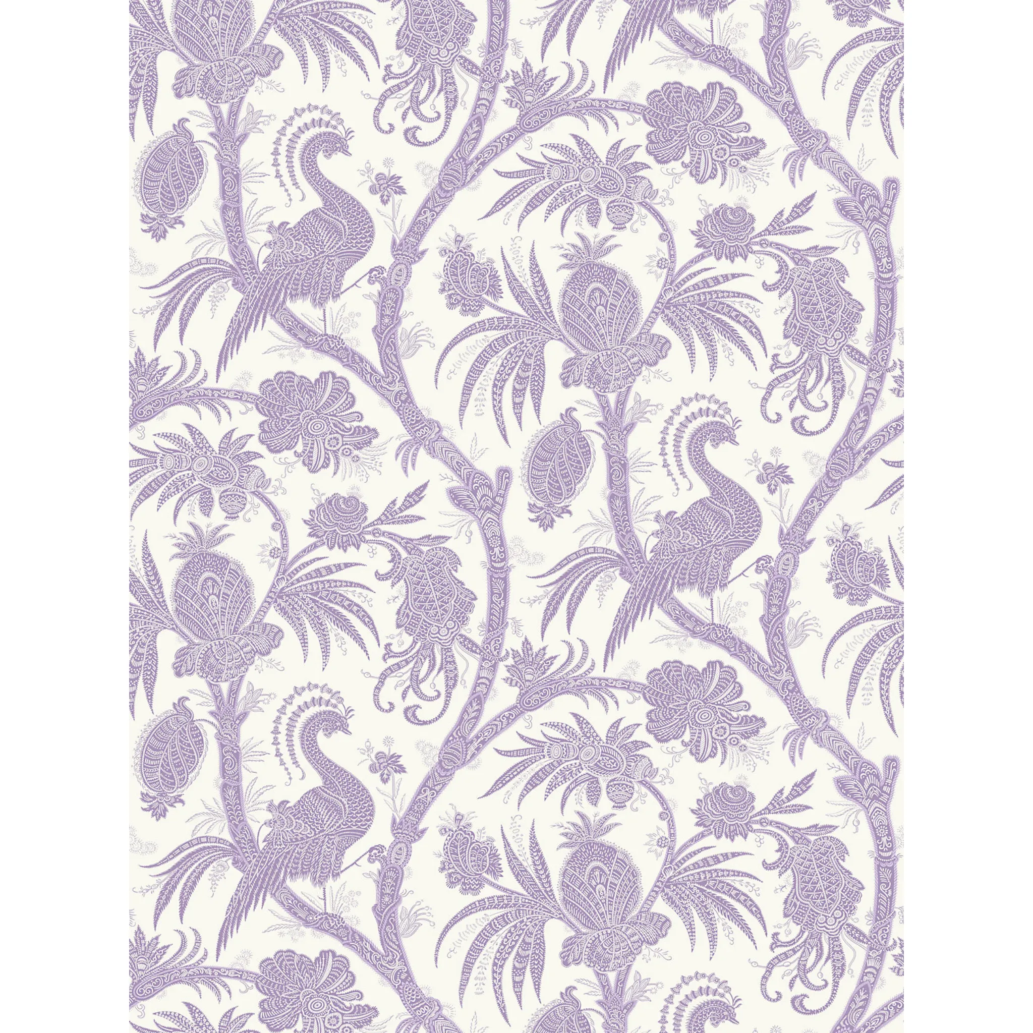 Balinese Peacock Wallcovering in Lavender