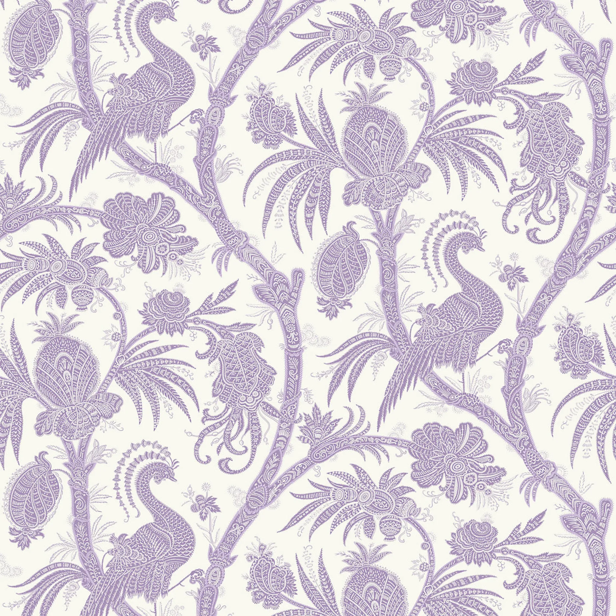 Balinese Peacock Wallcovering in Lavender