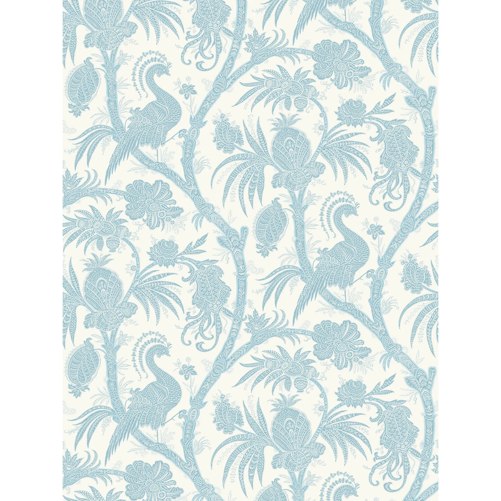 Balinese Peacock Wallcovering in Sky Blue