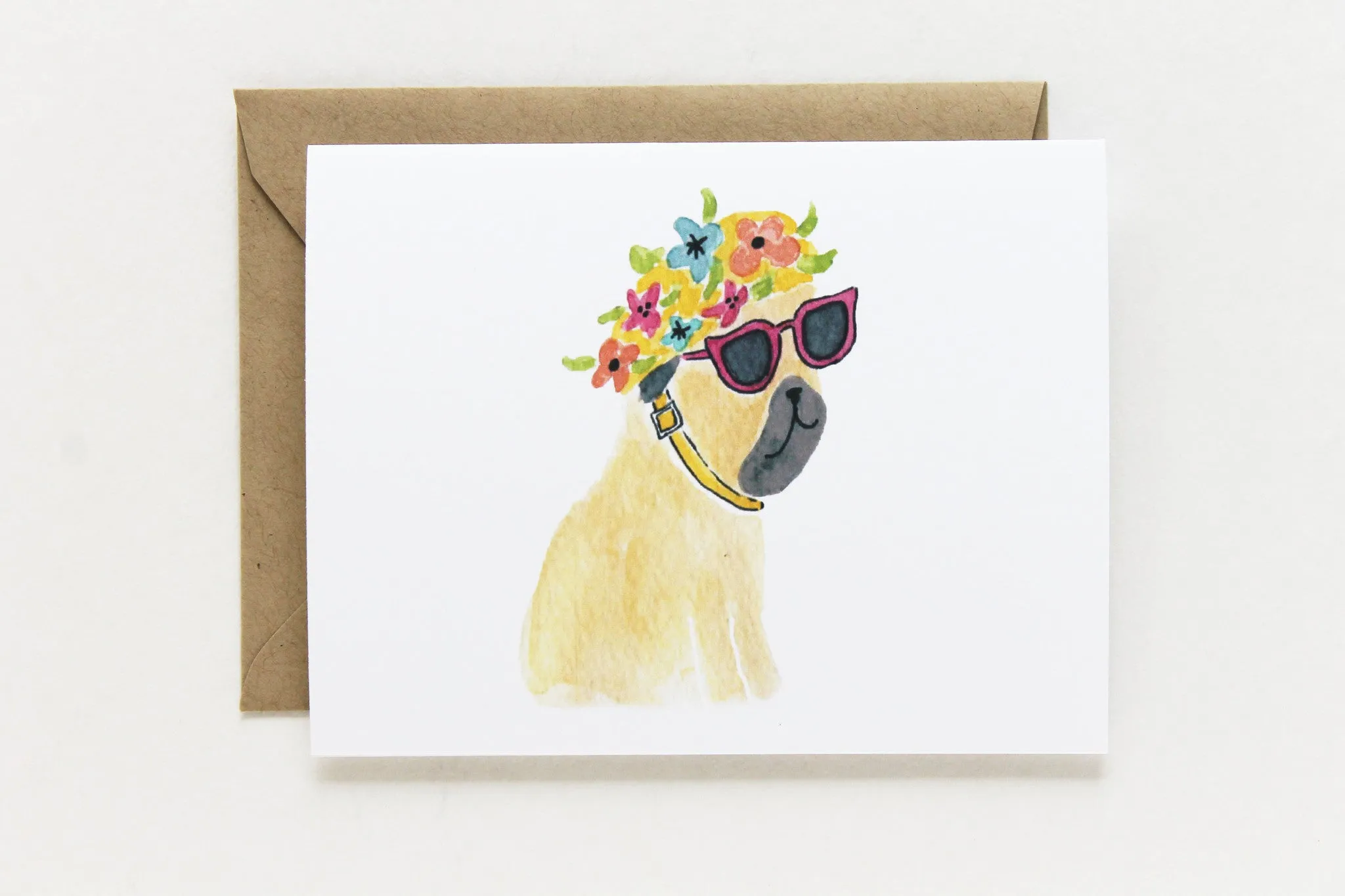 Bathing Cap Pug Card