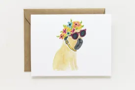 Bathing Cap Pug Card