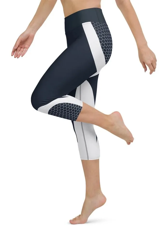 Beehive Geometric Yoga Capris Navy Blue