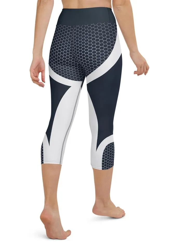 Beehive Geometric Yoga Capris Navy Blue