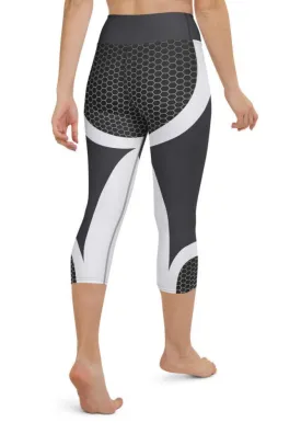 Beehive Geometric Yoga Capris Onyx Gray