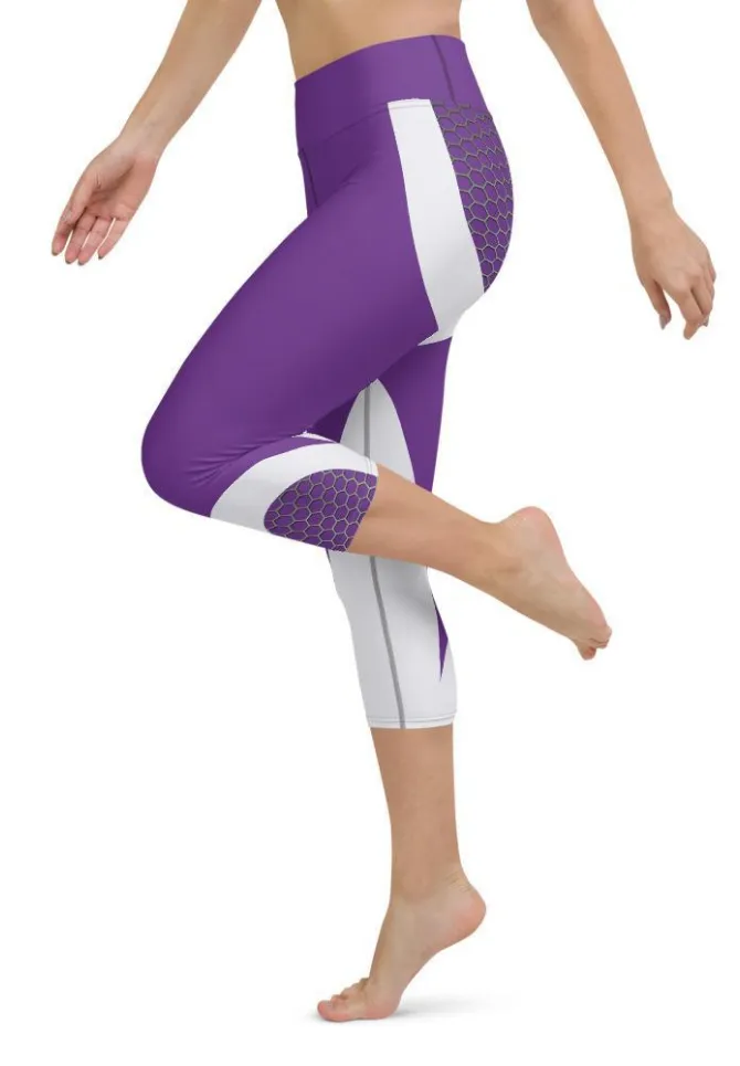 Beehive Geometric Yoga Capris Royal Purple