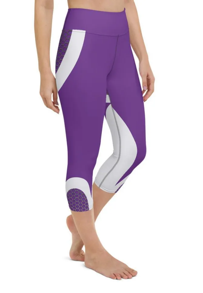 Beehive Geometric Yoga Capris Royal Purple