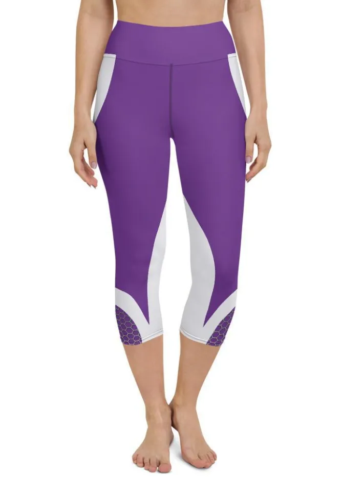 Beehive Geometric Yoga Capris Royal Purple