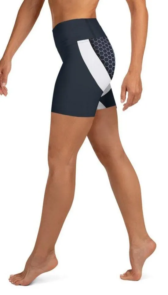 Beehive Geometric Yoga Shorts Navy Blue