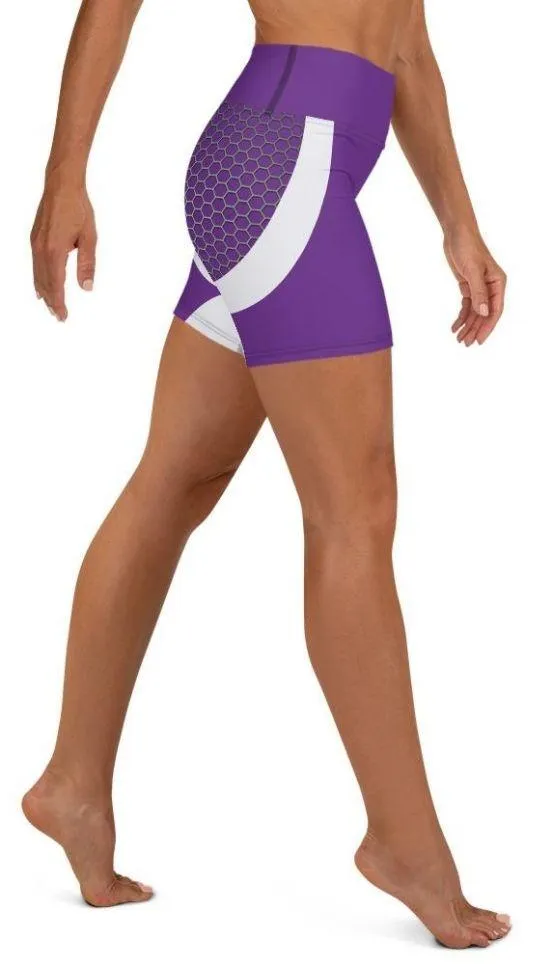 Beehive Geometric Yoga Shorts Royal Purple