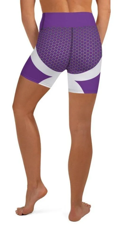 Beehive Geometric Yoga Shorts Royal Purple