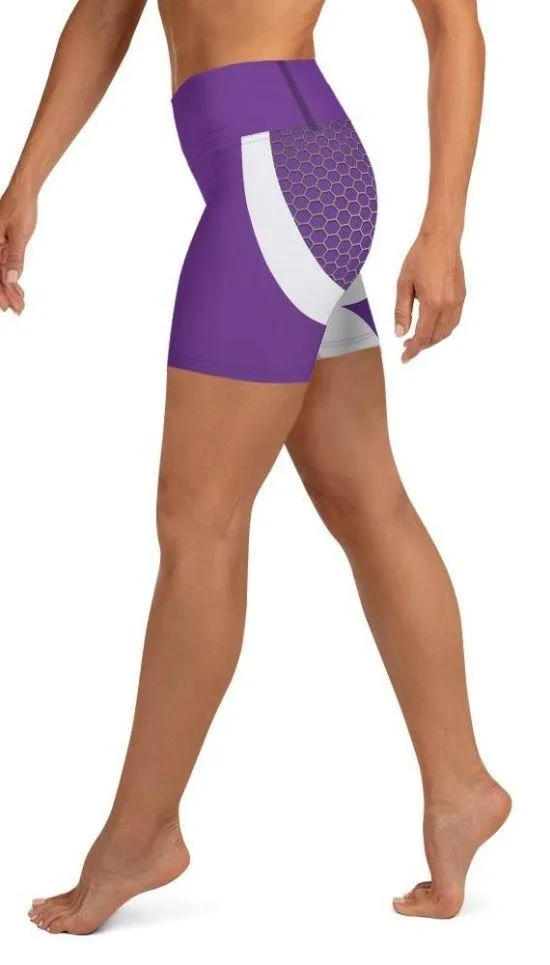 Beehive Geometric Yoga Shorts Royal Purple