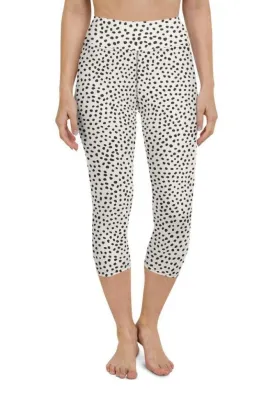 Beige Polka Dot Pattern Yoga Capris