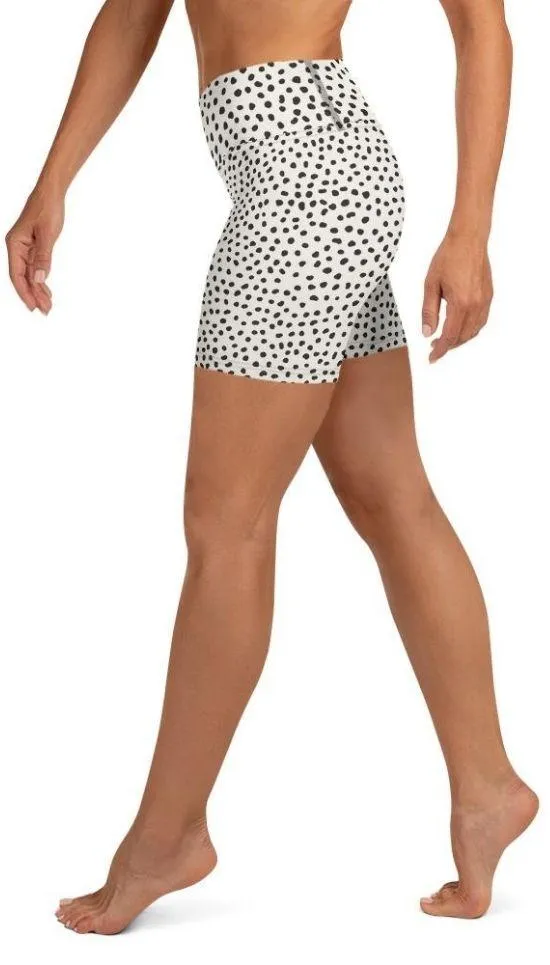 Beige Polka Dot Pattern Yoga Shorts