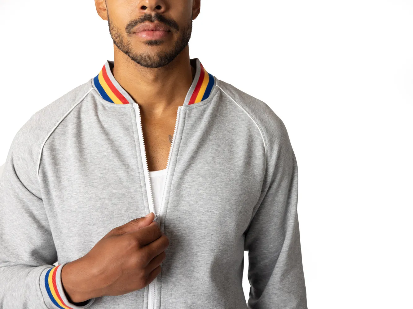 Grey French Terry Track Jacket for Biking