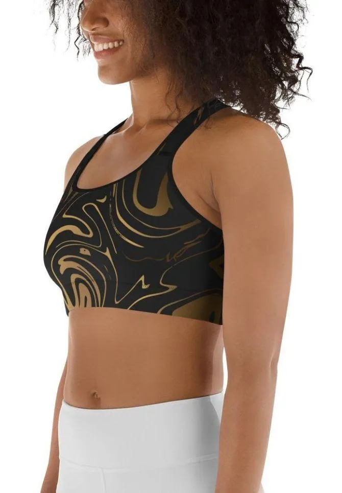 Black & Gold Sports Bra