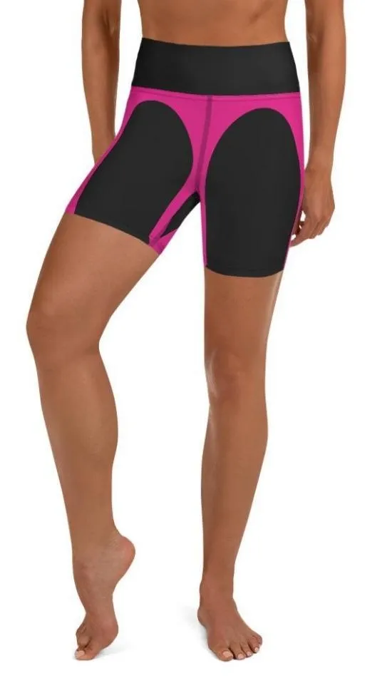 Black & Pink Heart Shaped Yoga Shorts