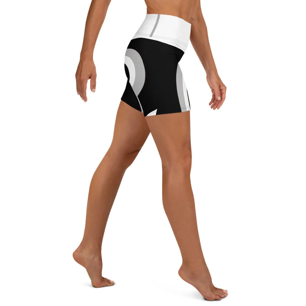 Black & White Heart Shaped Tunnel Yoga Shorts