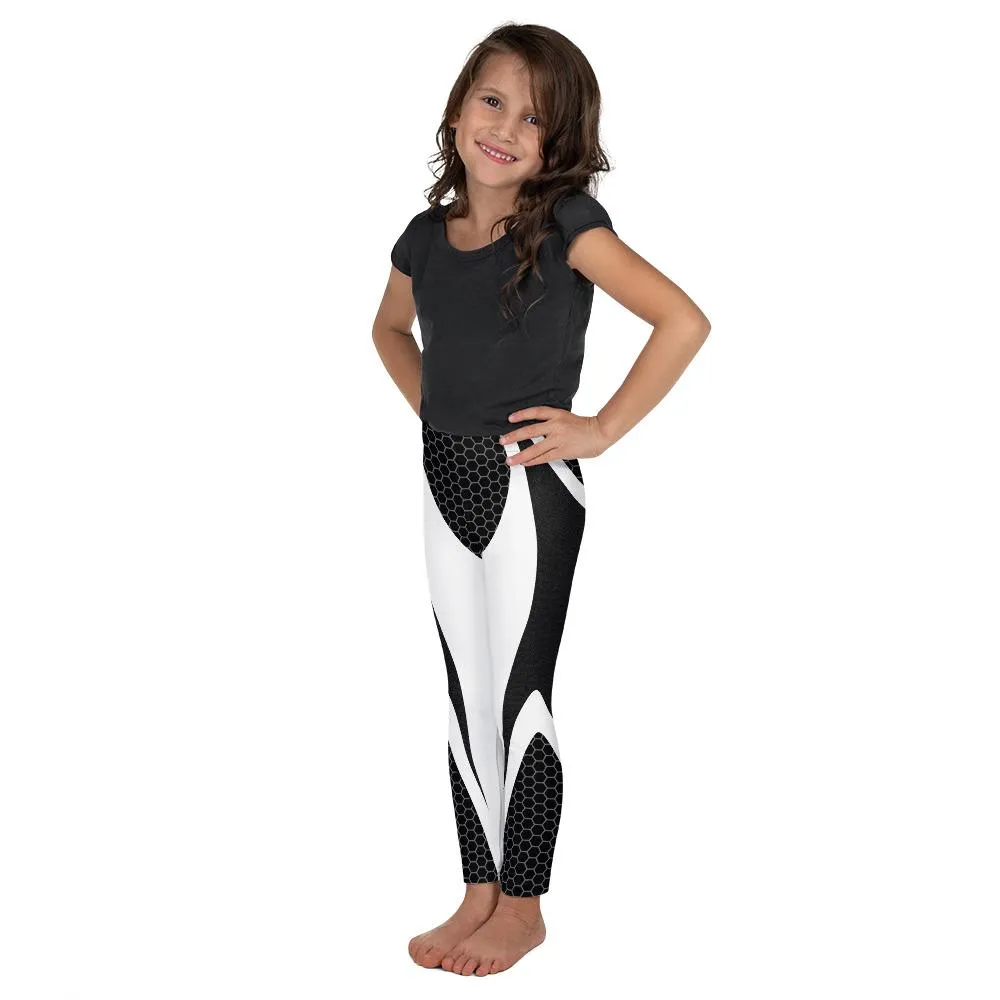 Black & White Honeycomb Carbon Kid's Leggings