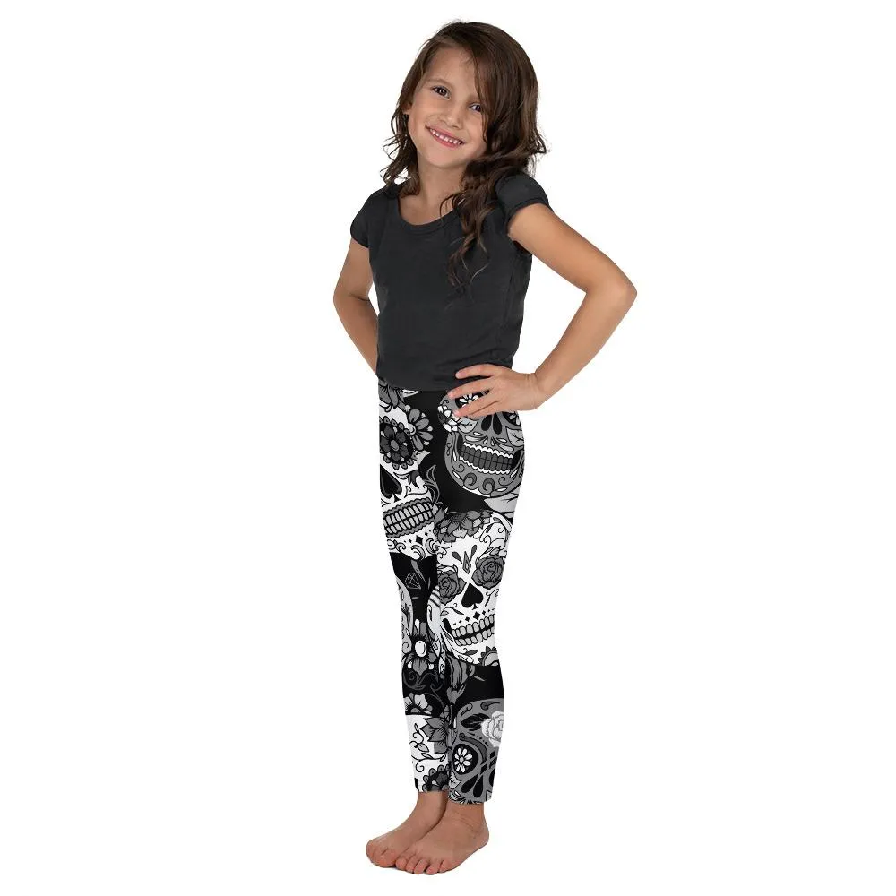 Black & White Sugar Skull Kid's Leggings