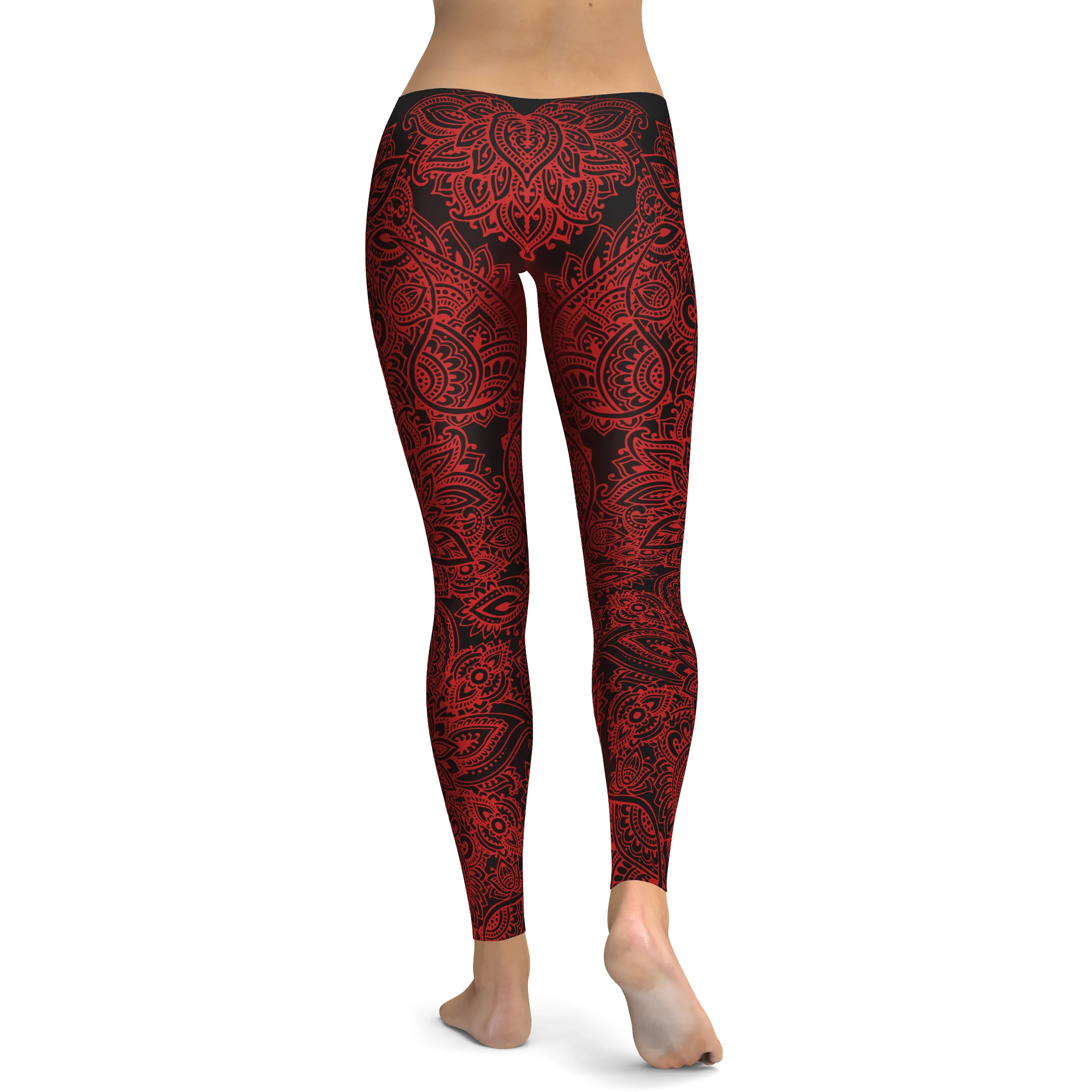 Black and Red Henna Tattoo Leggings