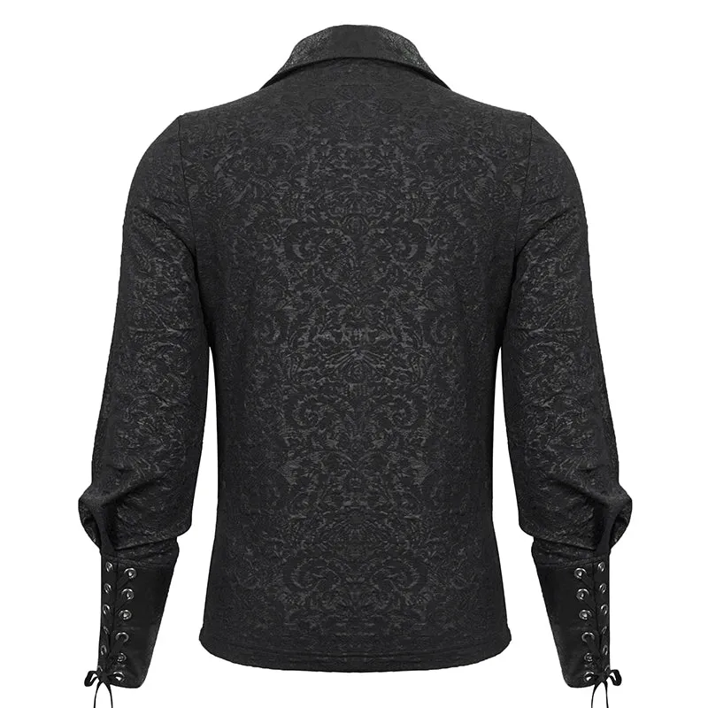 Black Pull-Over Rubberized Pattern Detail Long Sleeved Shirt