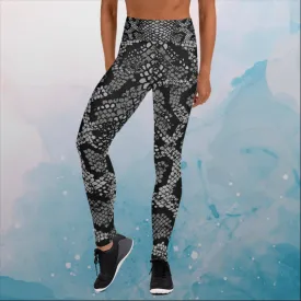 Black Snake Skin Print Womens Yoga Leggings