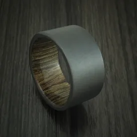 Black Titanium and Walnut Wood Sleeve Men's Ring Custom Made