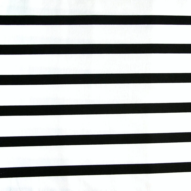 Black/White Twin Negative Stripes Nylon Lycra Swimsuit Fabric