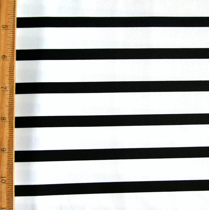 Black/White Twin Negative Stripes Nylon Lycra Swimsuit Fabric