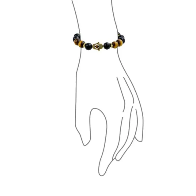 Bling Jewelry Stackable Brown Tiger Eye Black Bracelet