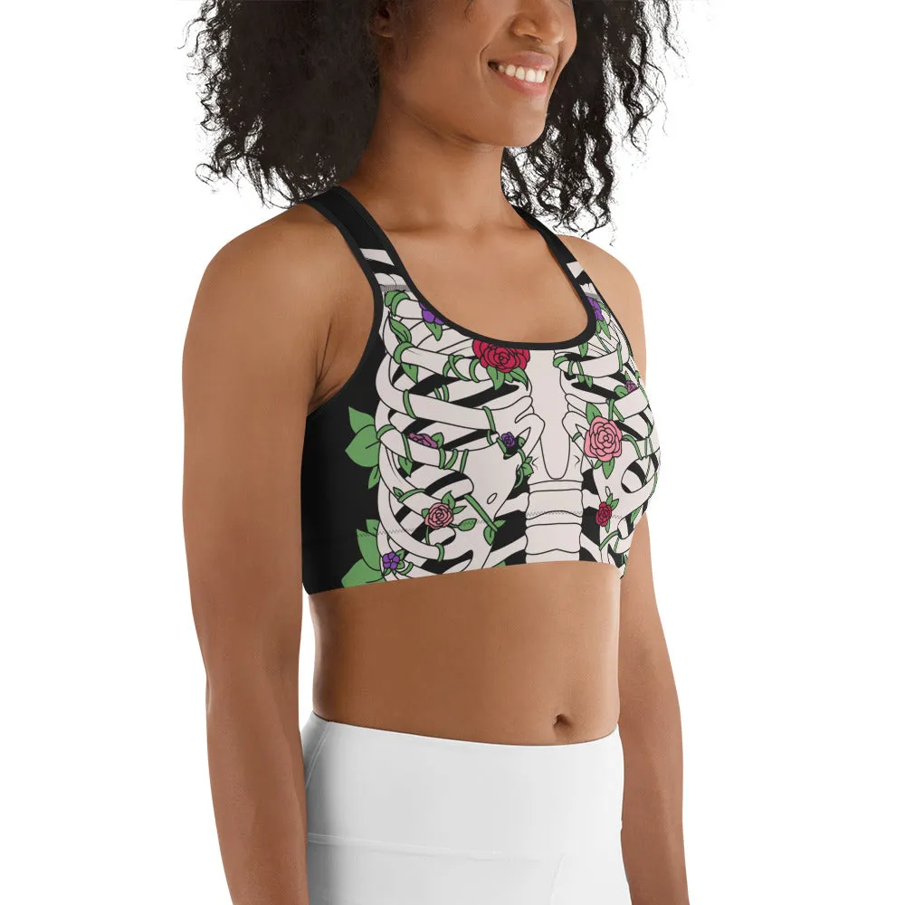 Blooming Skeleton Sports Bra