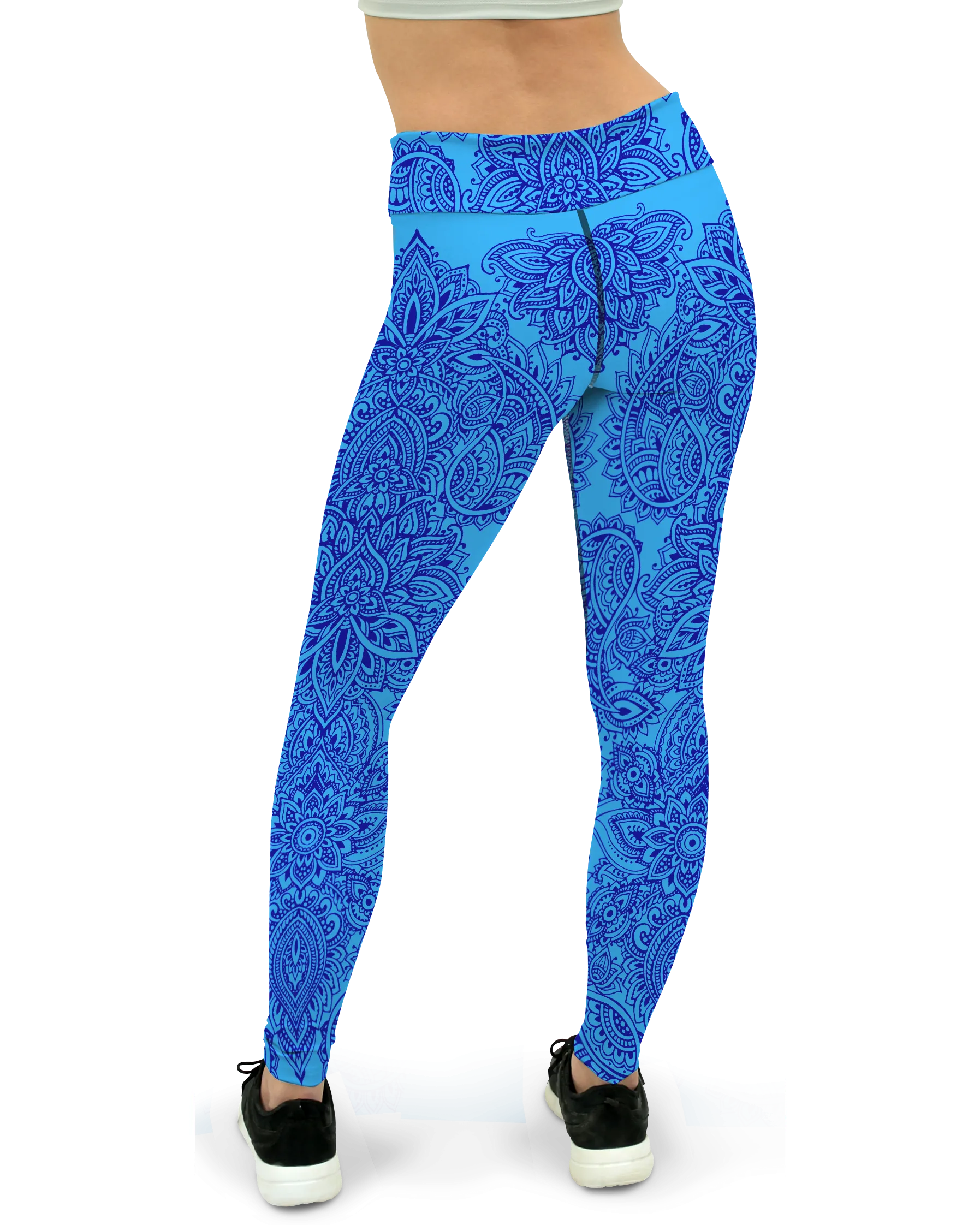 Blue and Navy Henna Tattoo Yoga Pants