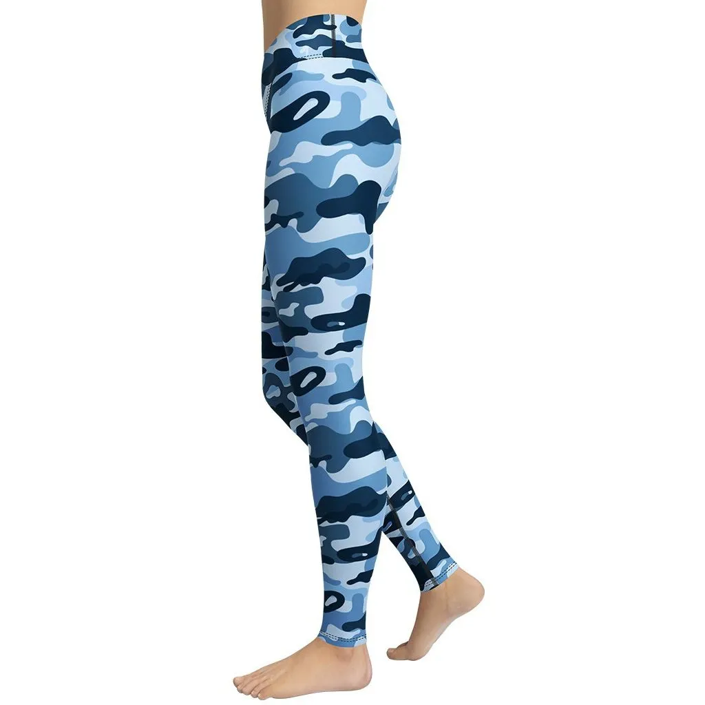 Blue Camo Yoga Leggings