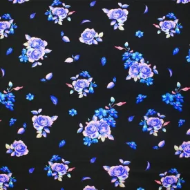 Blue Rose Printed Spandex | Blue Moon Fabrics