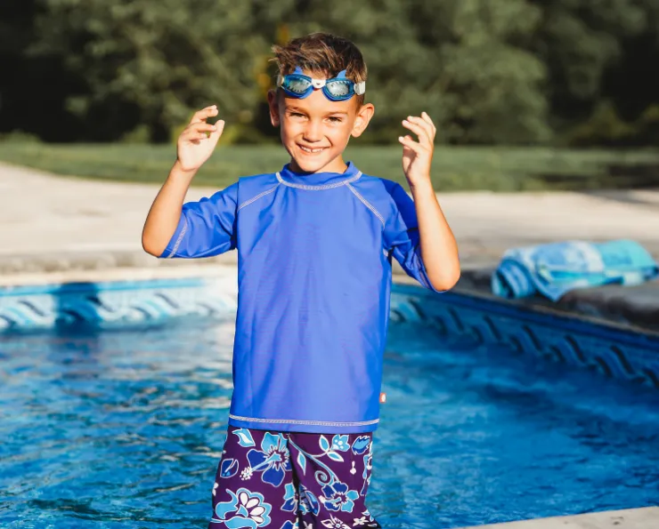 Boys UPF 50  Short Sleeve Rashguard | Bright Light Blue