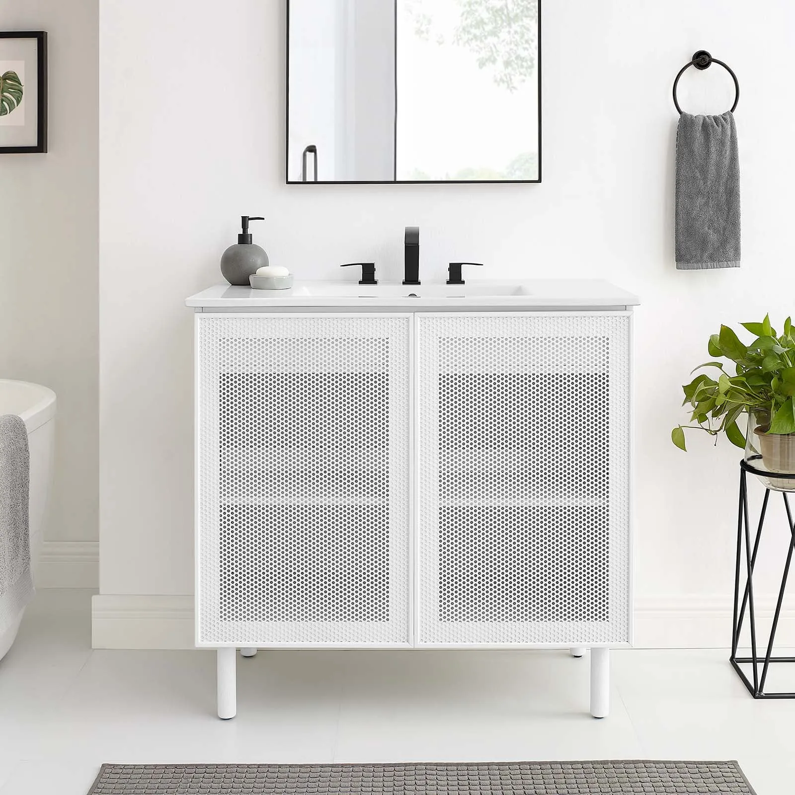 Calla 36" Perforated Metal Bathroom Vanity by Modway