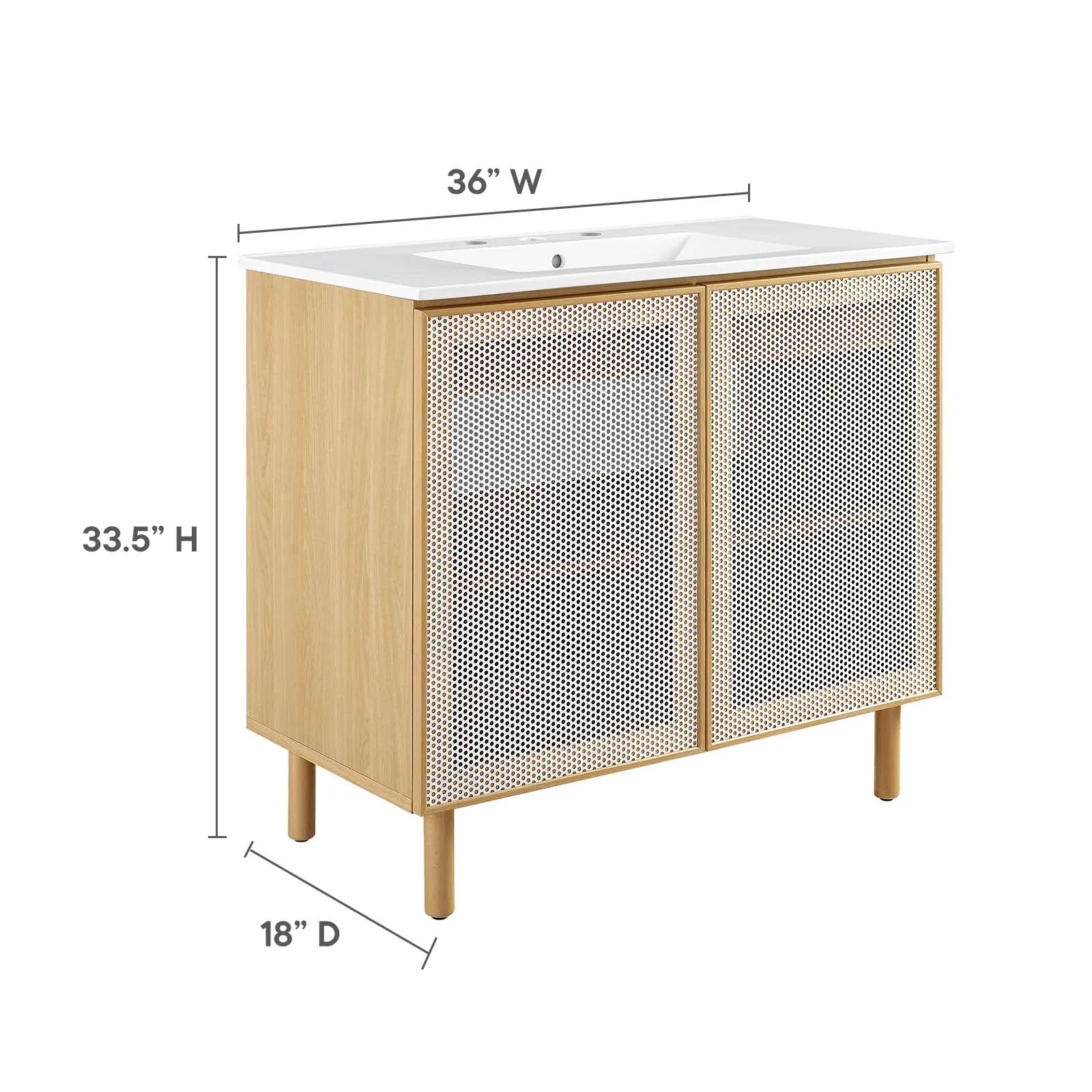 Calla 36" Perforated Metal Bathroom Vanity by Modway