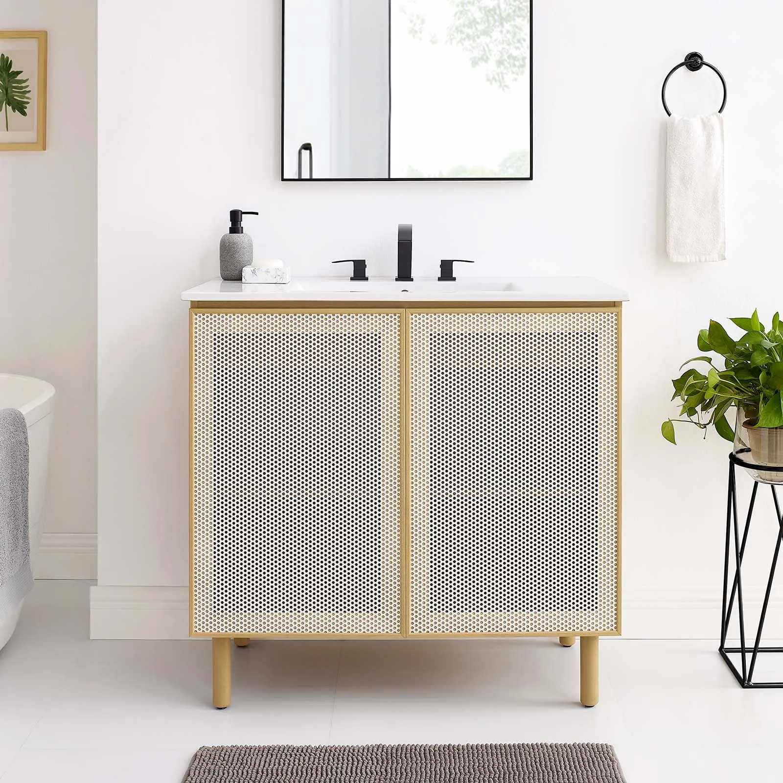 Calla 36" Perforated Metal Bathroom Vanity by Modway