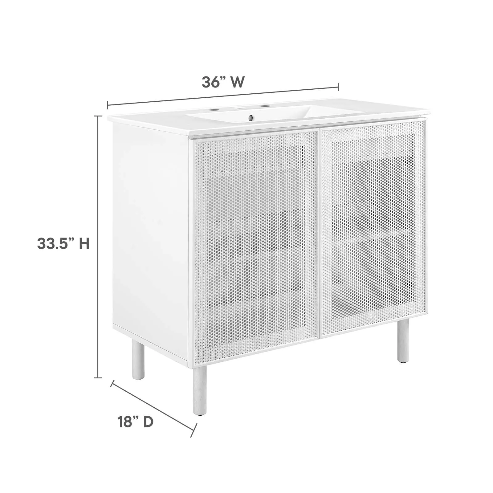 Calla 36" Perforated Metal Bathroom Vanity by Modway