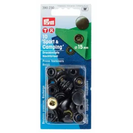 Cap Snap Fasteners Refill Pack, Sport, 15mm, Black Oxydized Brass